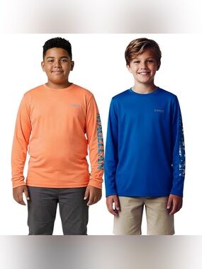 Magellan Outdoors Orange & Blue Kids' Long Sleeve Fish Gear Shirts L (14-16)